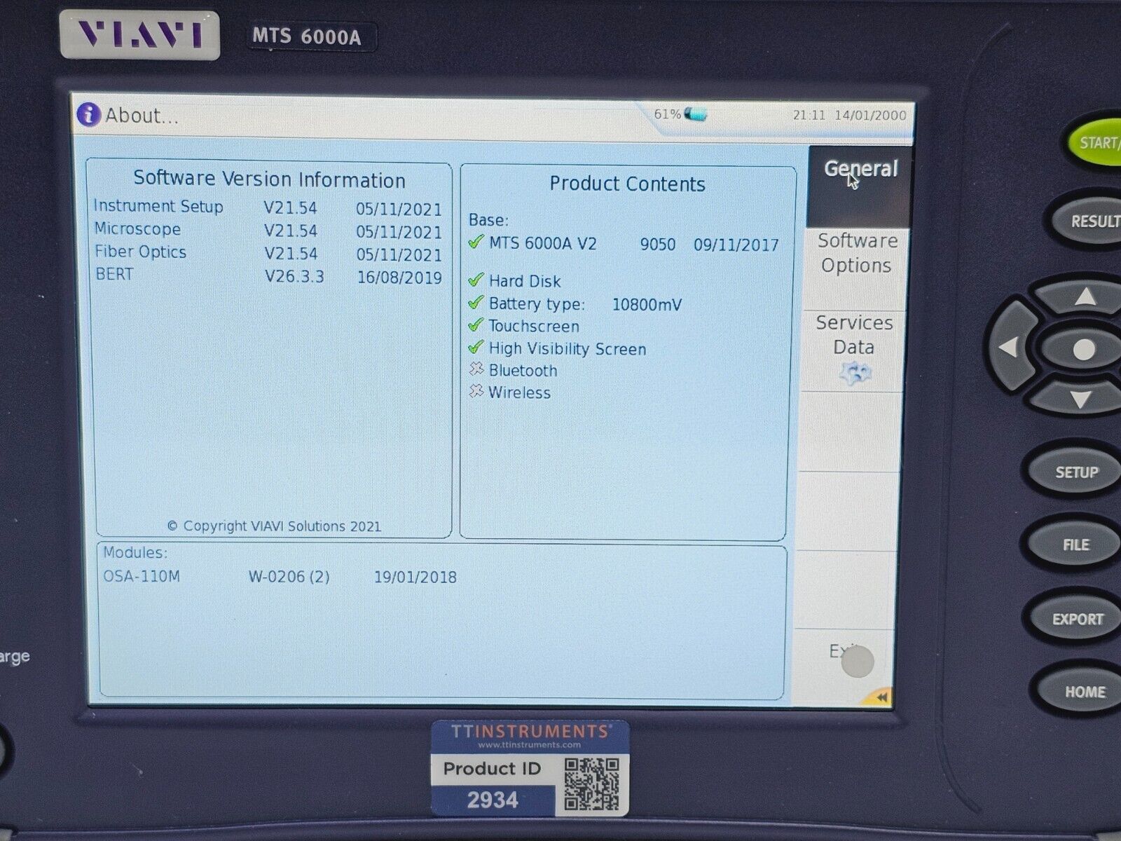Viavi JDSU 6000A V2 + OSA-110M 1250 - 1650 nm OSA Optical Spectrum Analyzer #3