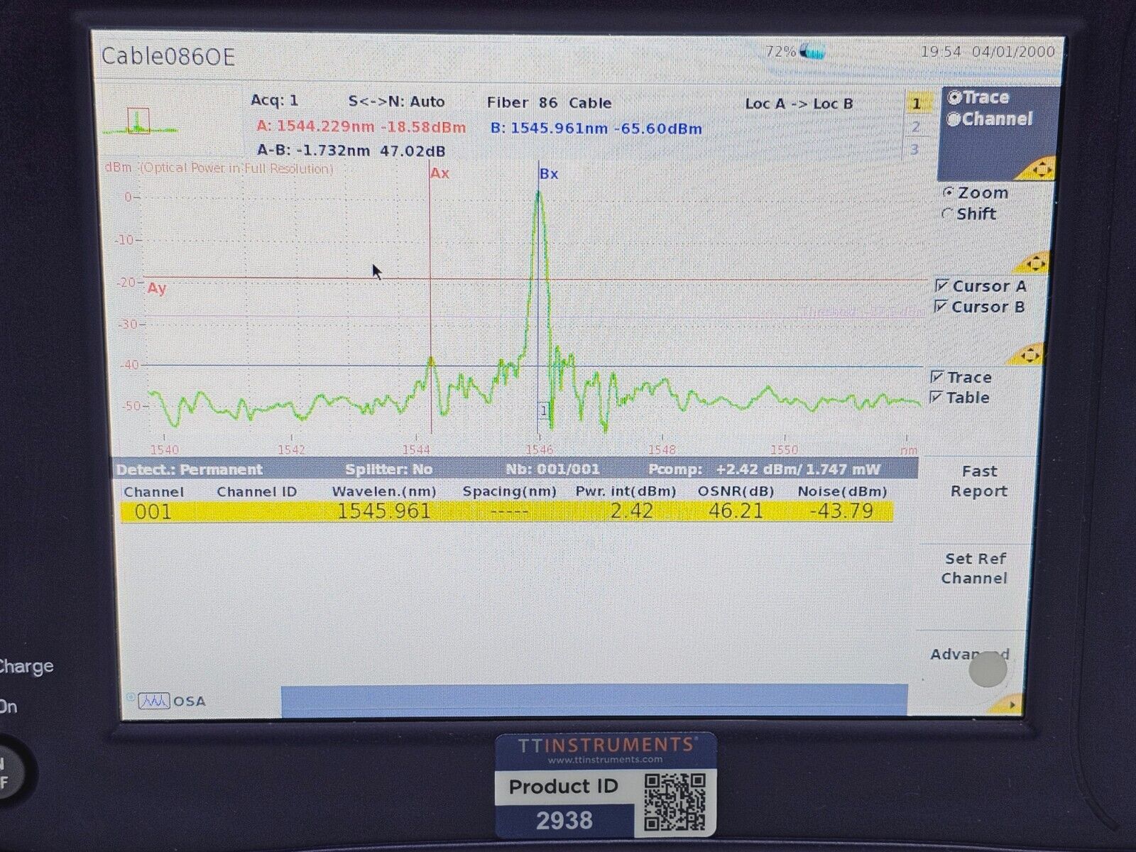 Viavi JDSU 6000A V2 + OSA-110M 1250 - 1650 nm OSA Optical Spectrum Analyzer #01