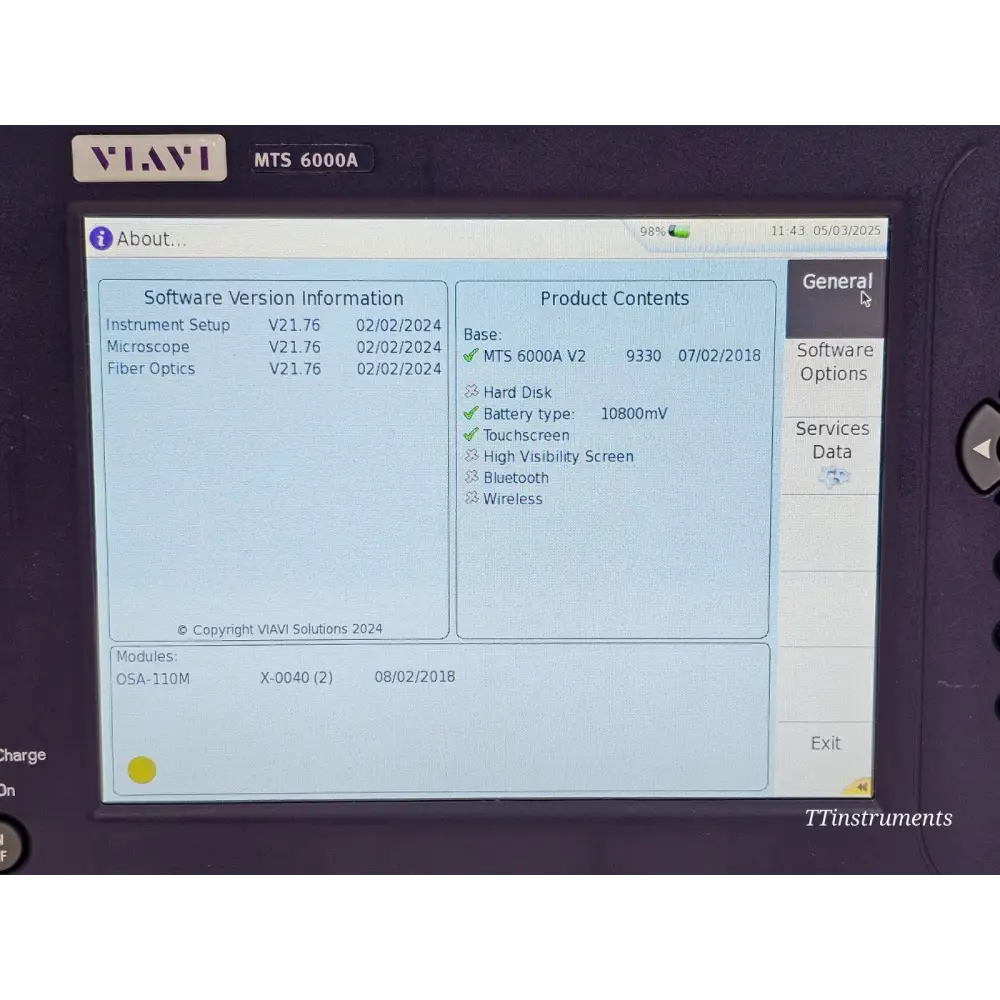 Viavi JDSU 6000V2 + OSA-110M OSA Optical Spectrum Analyzer 1250nm up to 165010
