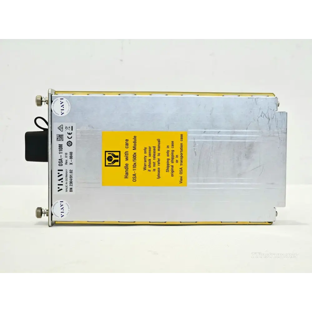 Viavi OSA-110M module removed from mainframe showing serial label Rev.010 BN 2304/91.02 X-0040 Made in Germany