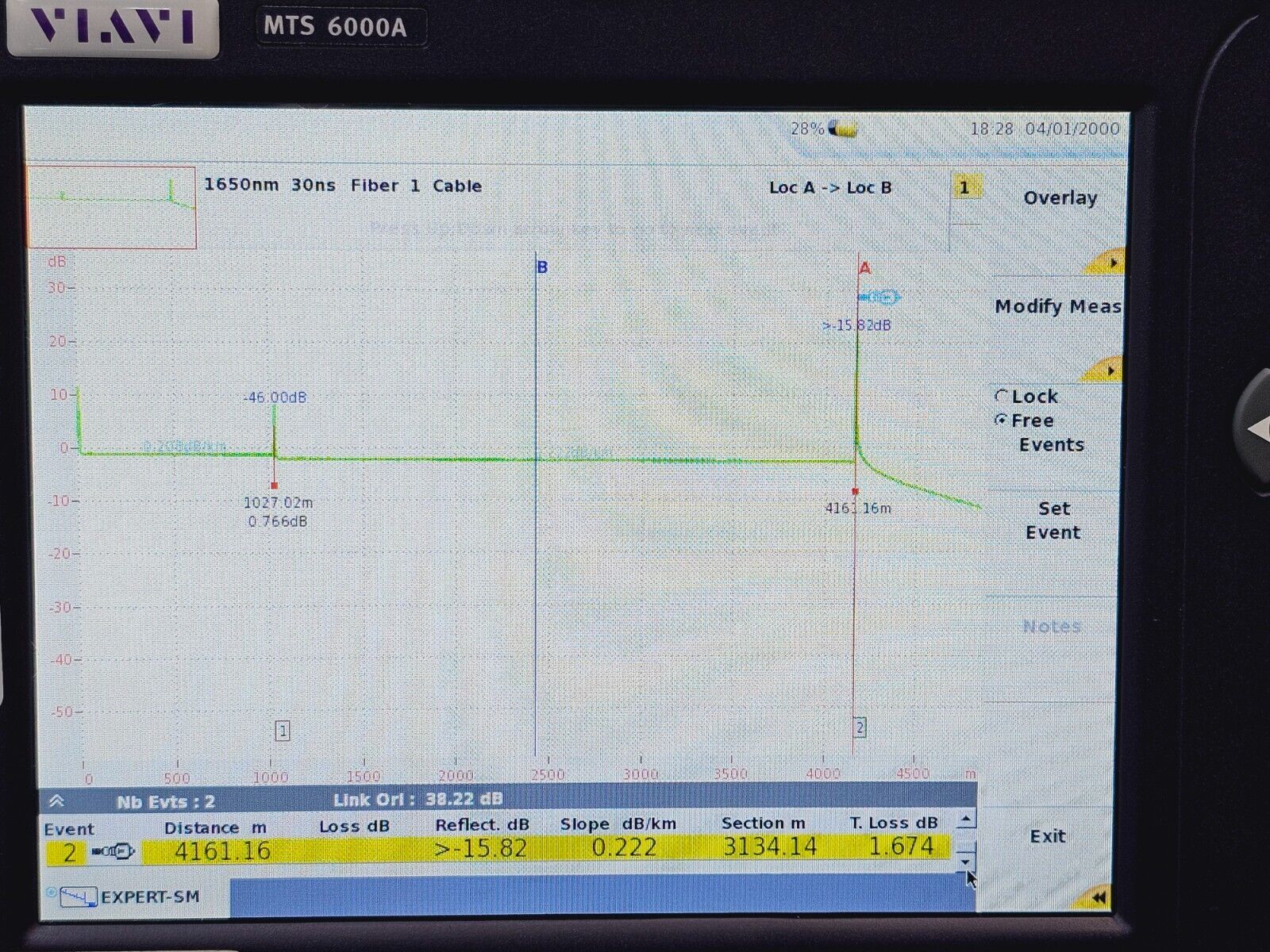Viavi JDSU 81165 C OTDR Module 1650 nm In-Service Filtered E81165C APC 46 dB