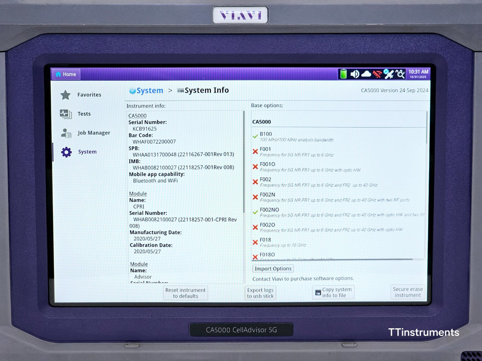 Viavi JDSU CA5000 CellAdvisor 5G + 4G NR TM NSA DSS Signal Analyzer with Options