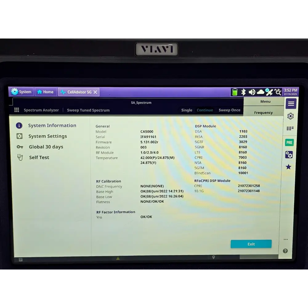 CA5000 CellAdvisor 5G serial number and asset label detail