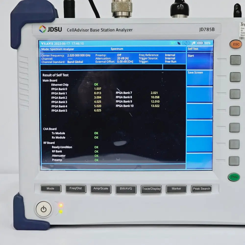 Viavi JDSU JD785B CellAdvisor rear panel and battery compartment view