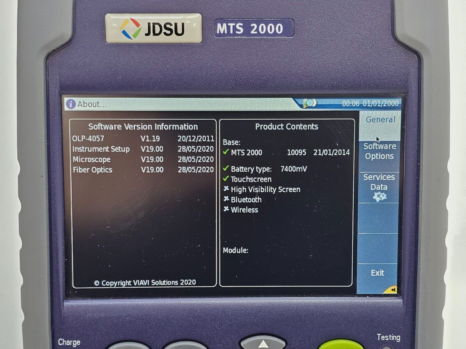 Viavi JDSU CALIBRATED MTS 2000 with 4146 QUAD OTDR SM MM 850 1300 1310 1550