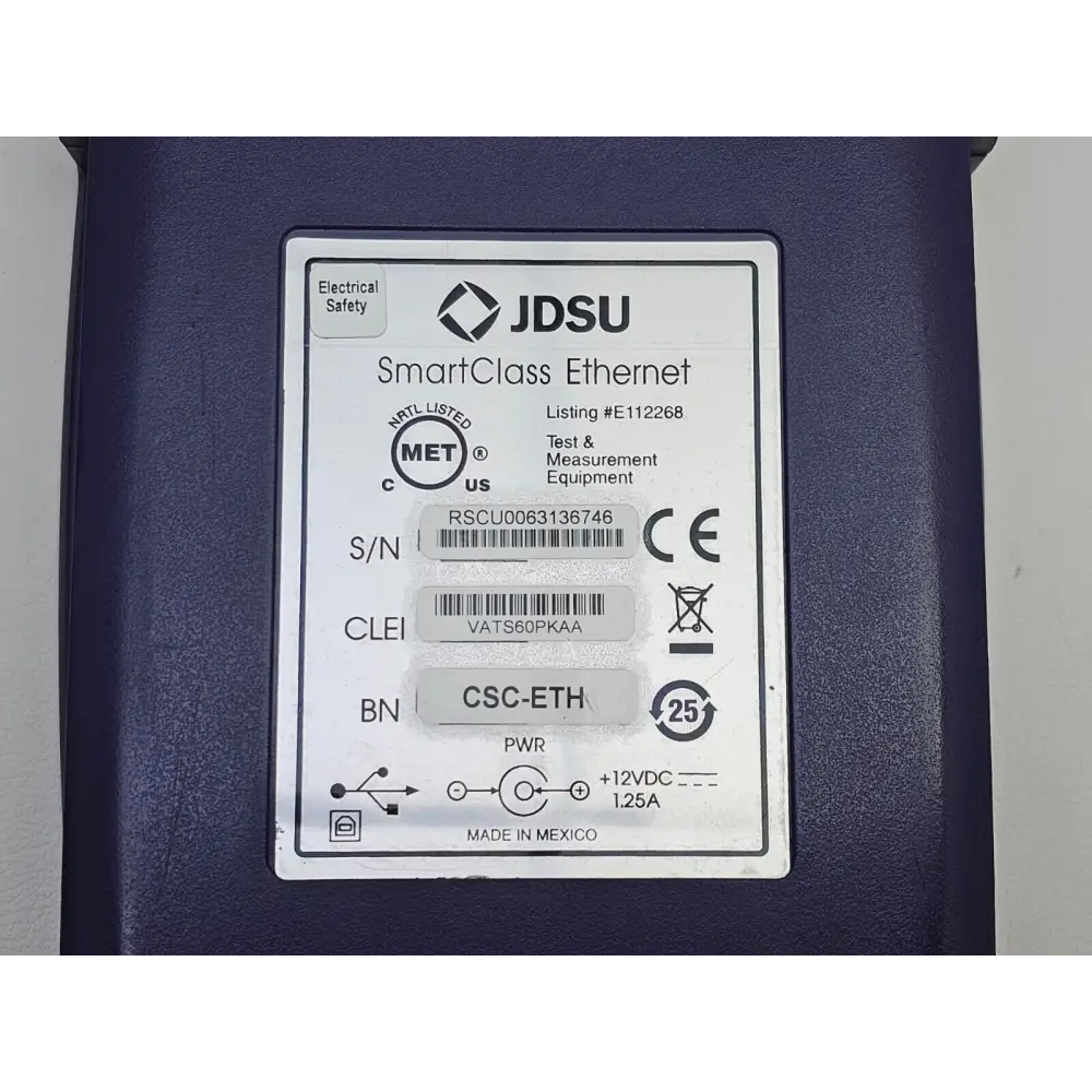 Close-up of CSC-ETH tester display showing RFC 2544 test results screen