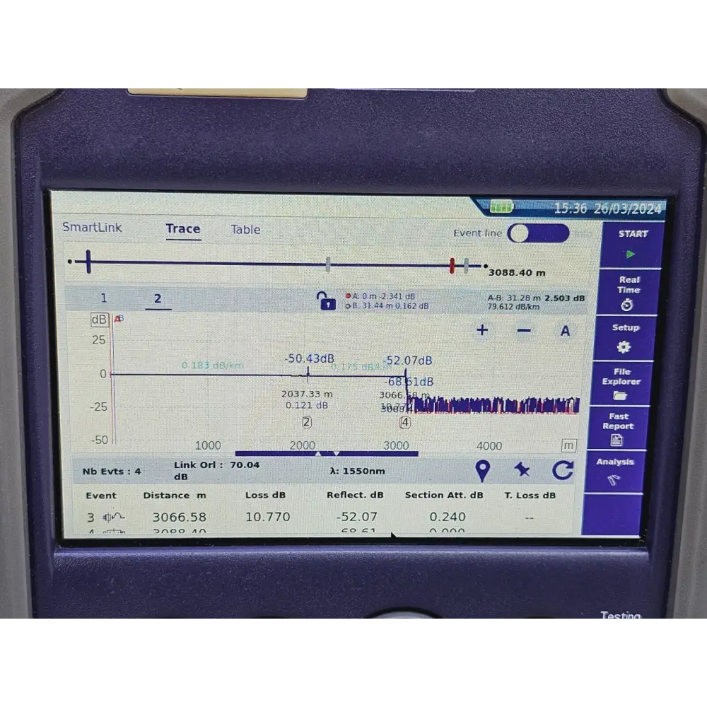 Viavi JDSU E126A SmartOTDR handheld OTDR held in hand showing field-ready compact form