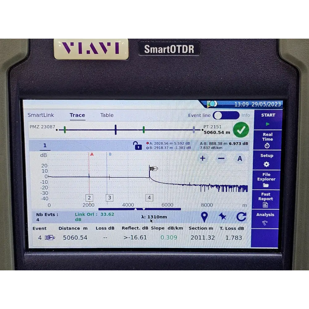 Viavi E126A SmartOTDR cosmetic condition detail showing minimal wear on used unit