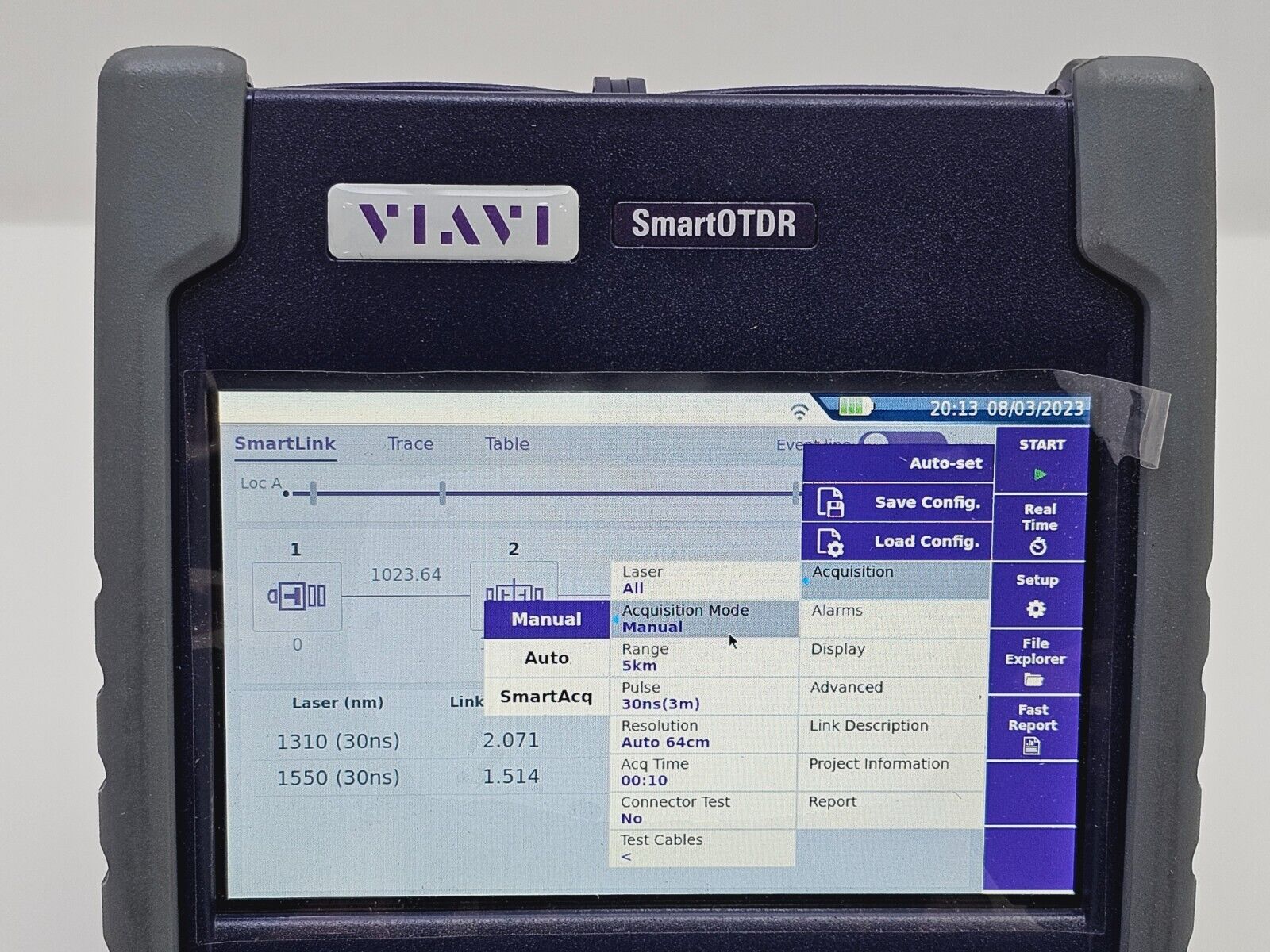 Viavi JDSU E126B SmartOTDR 1310/1550 nm 40/40 dB SM Long Haul OTDR VFL APC SC