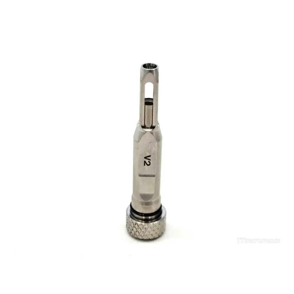 Viavi FBPT-LC-APC V2 probe tip rear view showing V2 version marking and stainless steel body with O-ring
