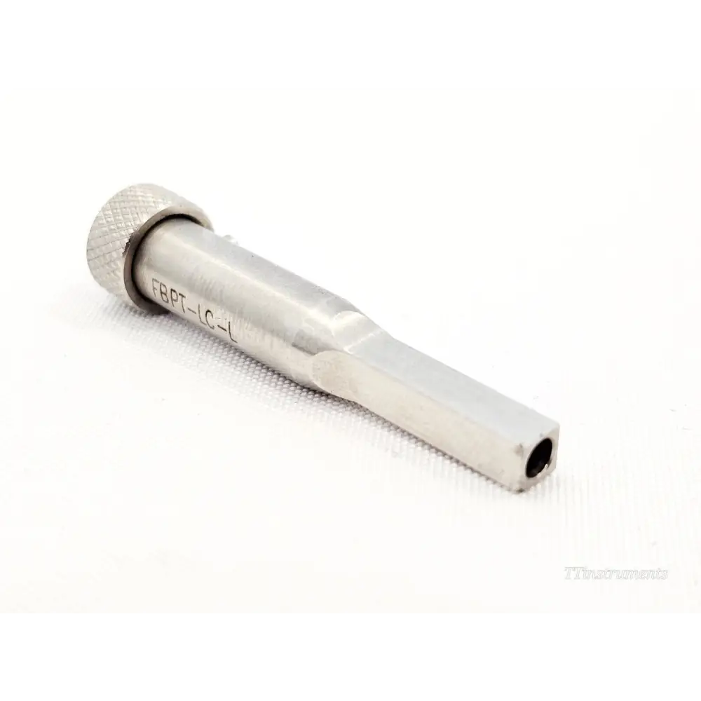 Viavi JDSU FBPT-LC-L Longreach Bulkhead LC Adapter PC angled view showing tip aperture and knurled base
