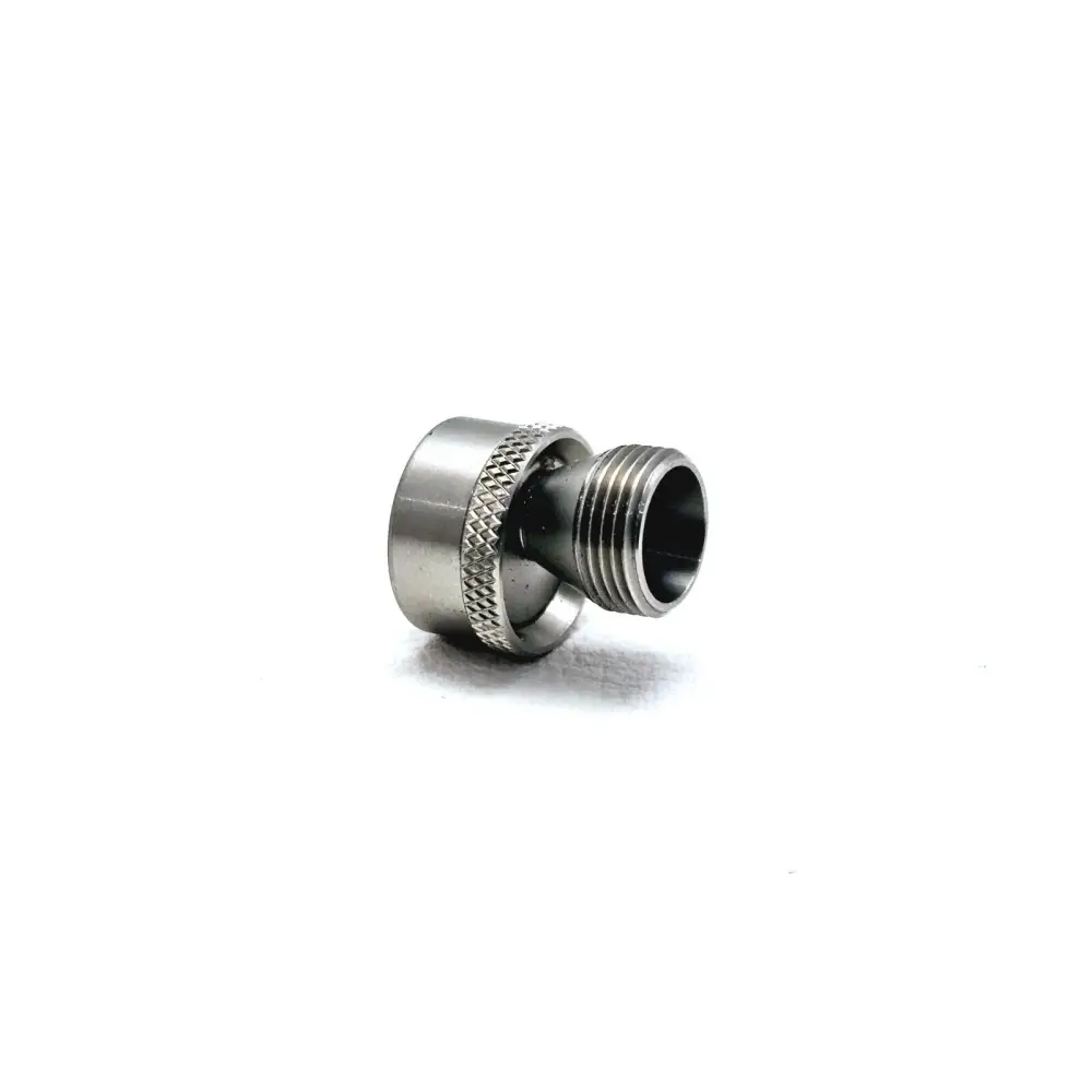Viavi FBTP-FC-APC FC/APC bulkhead probe tip — side profile showing knurled grip ring and threaded male nozzle