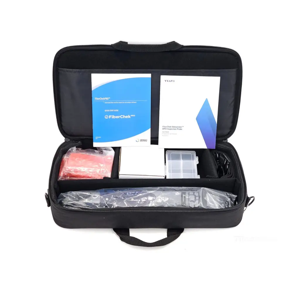 Viavi FiberChek Sidewinder MPO scope showing integrated touchscreen display