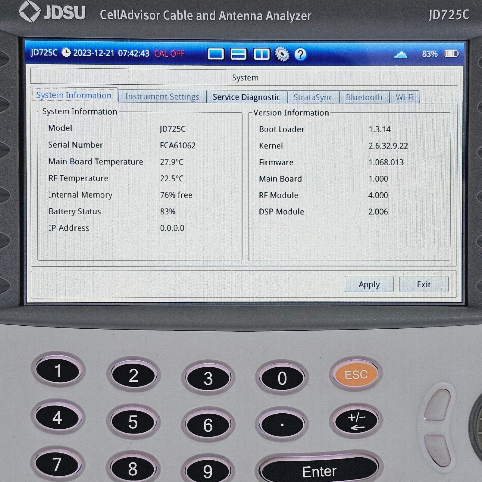 Viavi JDSU JD725C CellAdvisor Cable & Antenna Analyzer 4 GHz w/ Options