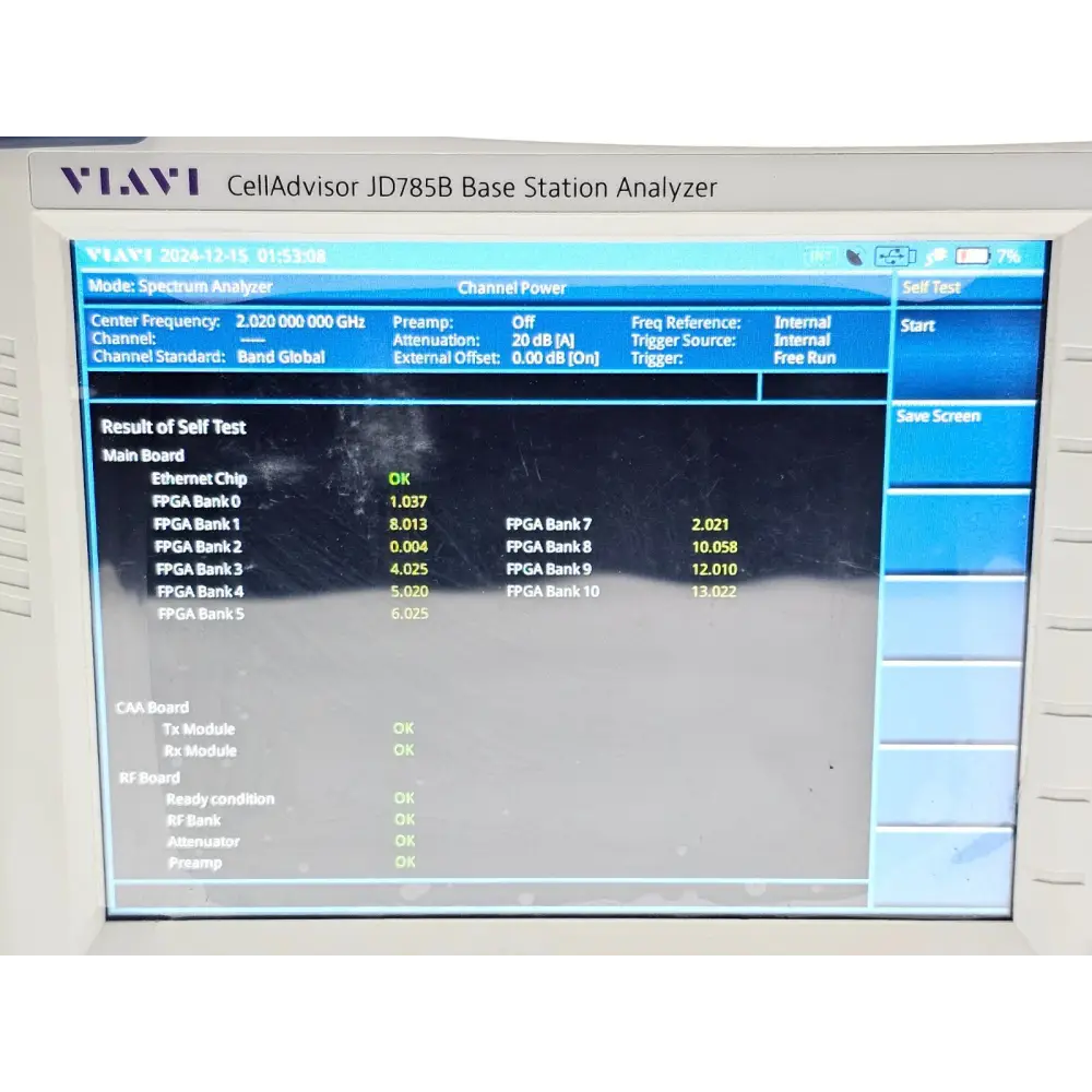 Viavi JD785B CellAdvisor cable and antenna analyzer mode display