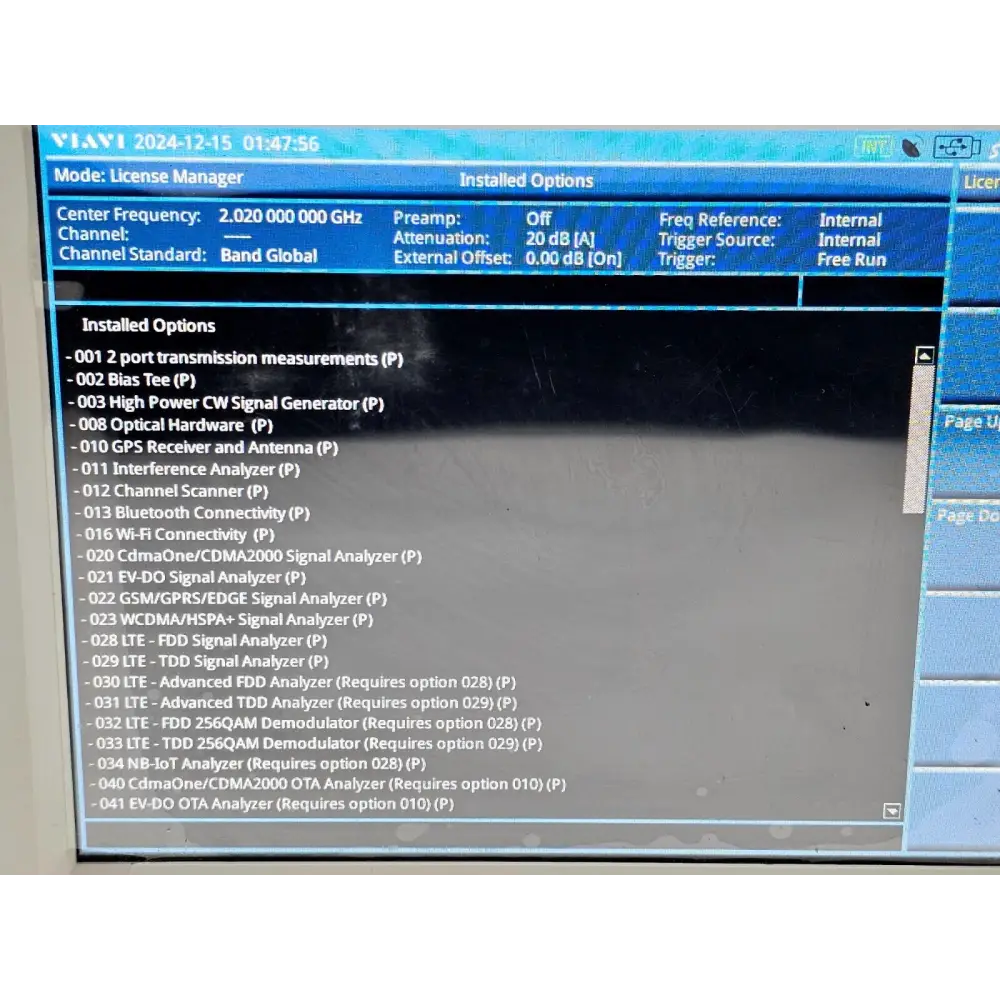 Viavi JD785B CellAdvisor spectrum analysis mode on display screen