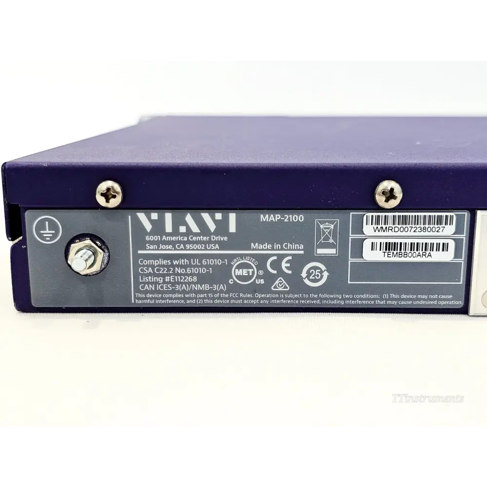 Viavi MAP-2100 left-side panel view showing ventilation and chassis detail