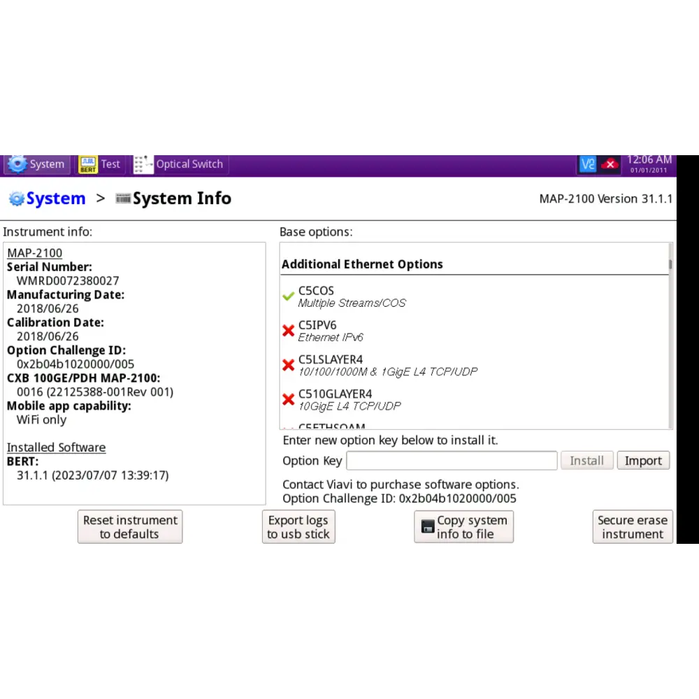 MAP-2100 licence screen showing C5COS multiple streams CoS SAMComplete option