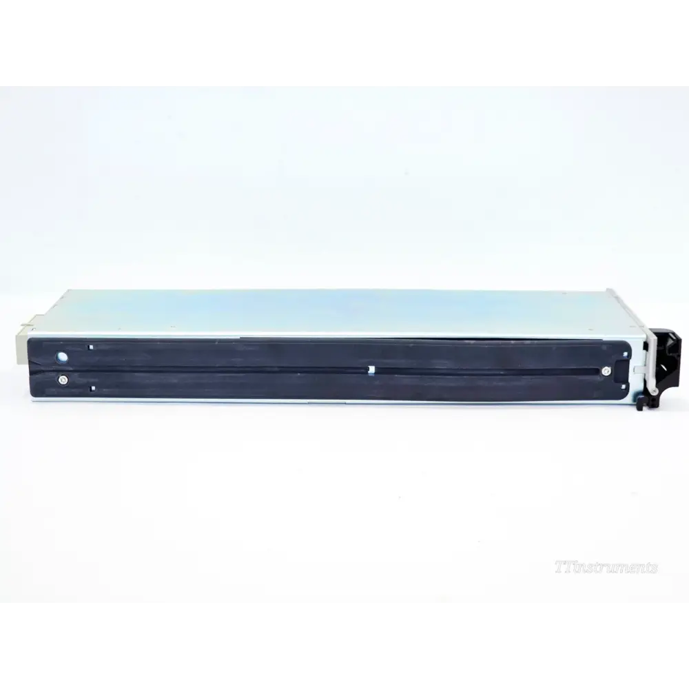 JDSU Viavi mOPM-B1RH1 top view showing module chassis with black rail guides and latch clip detail