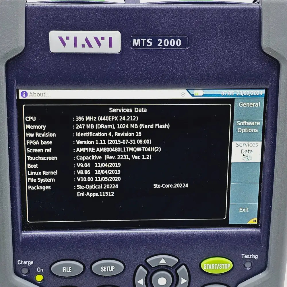 Calibration label on Viavi MTS 2000 OTDR showing September 2024 calibration date