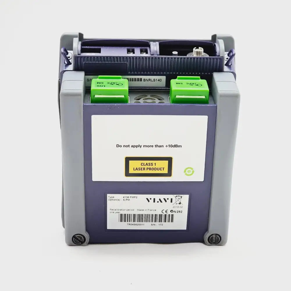 Viavi MTS 2000 OTDR system left-side view with carry handle and input ports