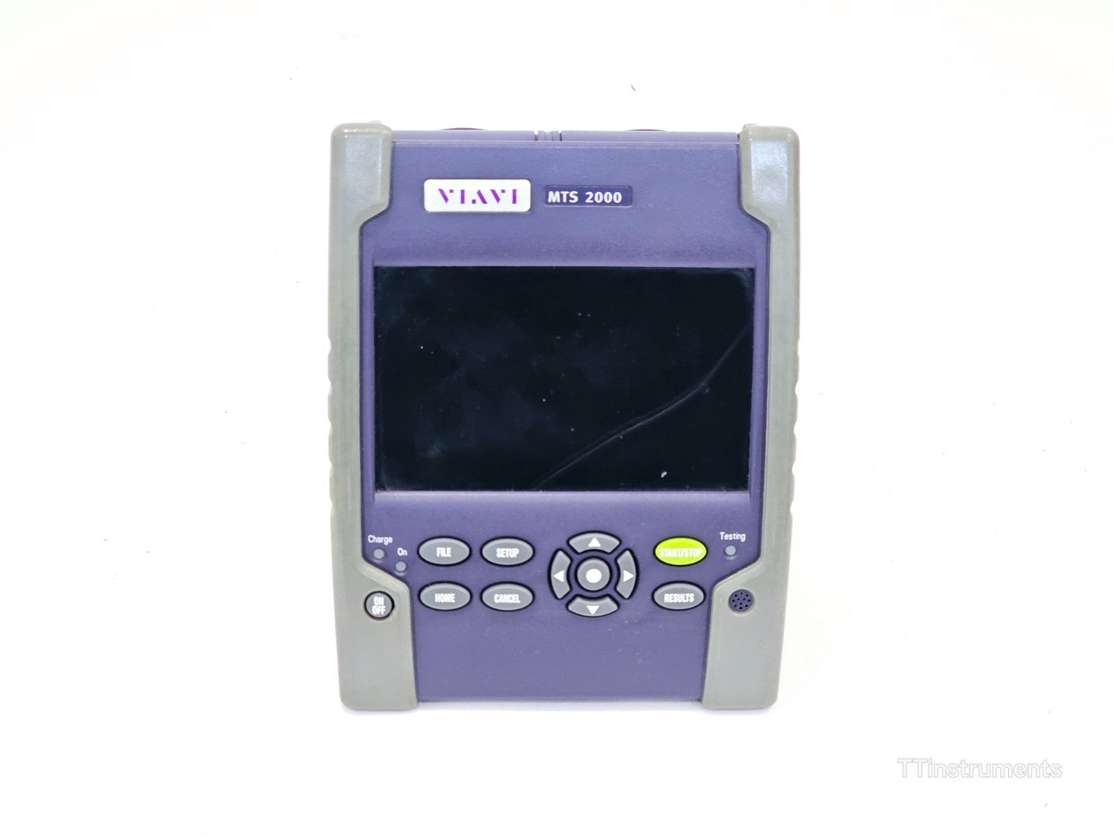 Viavi MTS 2000 touchscreen display showing OTDR trace measurement