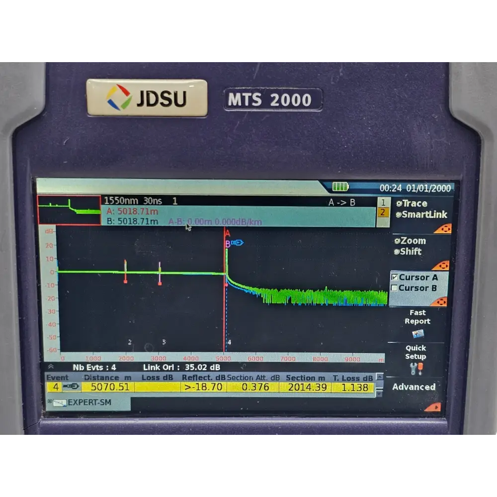 Viavi JDSU MTS 2000 4126 MP OTDR angled three-quarter view