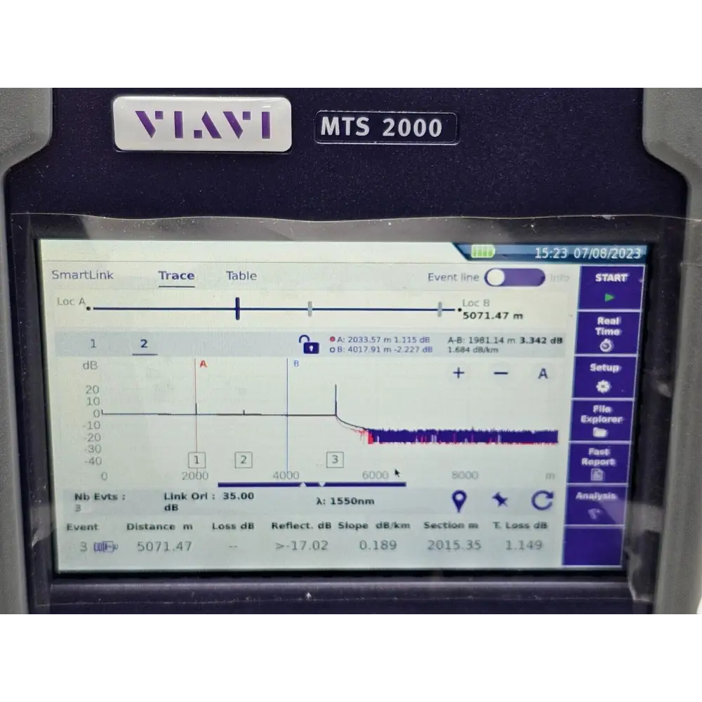 Viavi MTS 2000 V2 serial number and model identification label detail