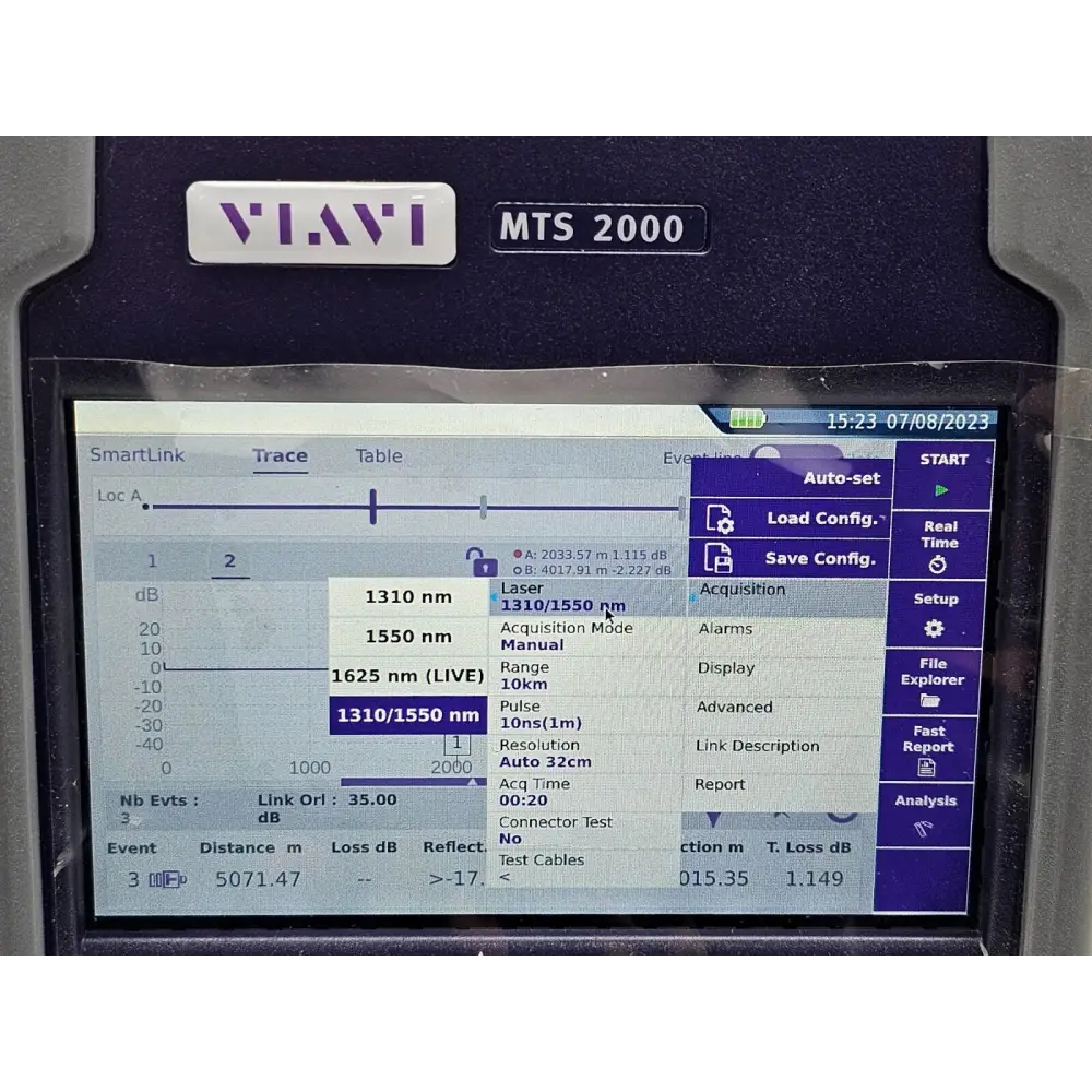 Protective carry case open showing Viavi MTS 2000 V2 and accessories