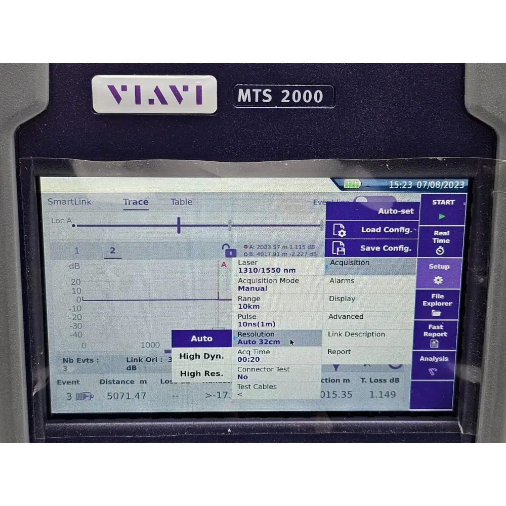 Viavi MTS 2000 V2 bottom panel showing battery bay and product label