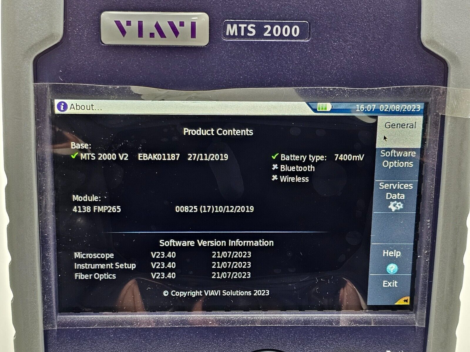 Viavi JDSU MTS 2000 V2 with 4138 FMP265 Metro PON 1310/1550nm + F1650 Live OTDR