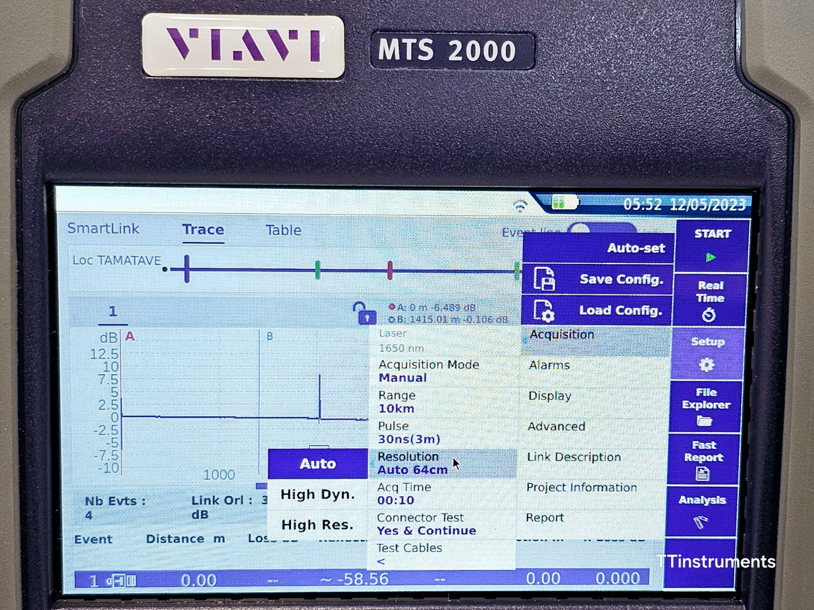 Viavi JDSU MTS 2000 V2 with PM/VFL + 4118FB65 1650 nm 40 dB Filtered OTDR SC-APC