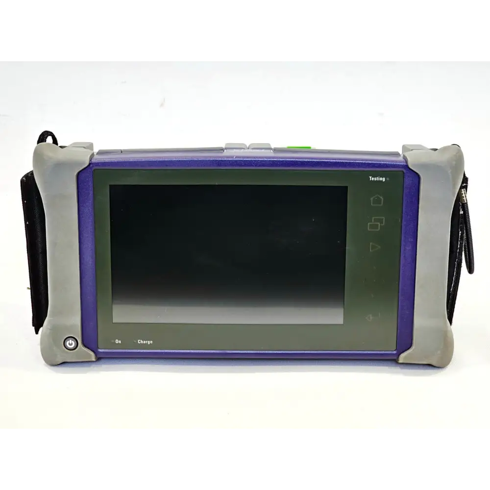 Viavi MTS 4000 V2 front face showing 9-inch touchscreen, VIAVI branding, On and Charge LEDs