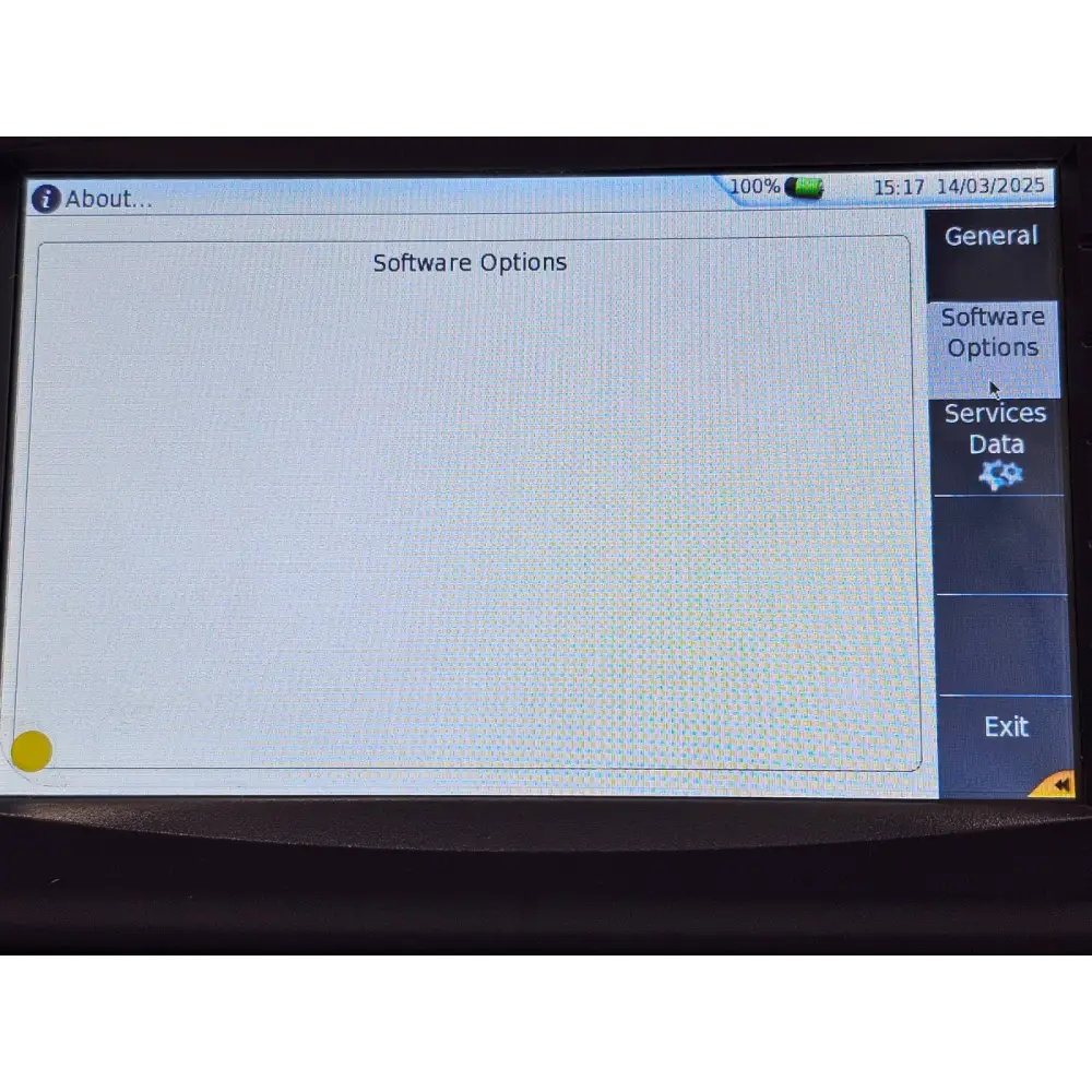 Viavi MTS 4000 mainframe serial number and model label detail