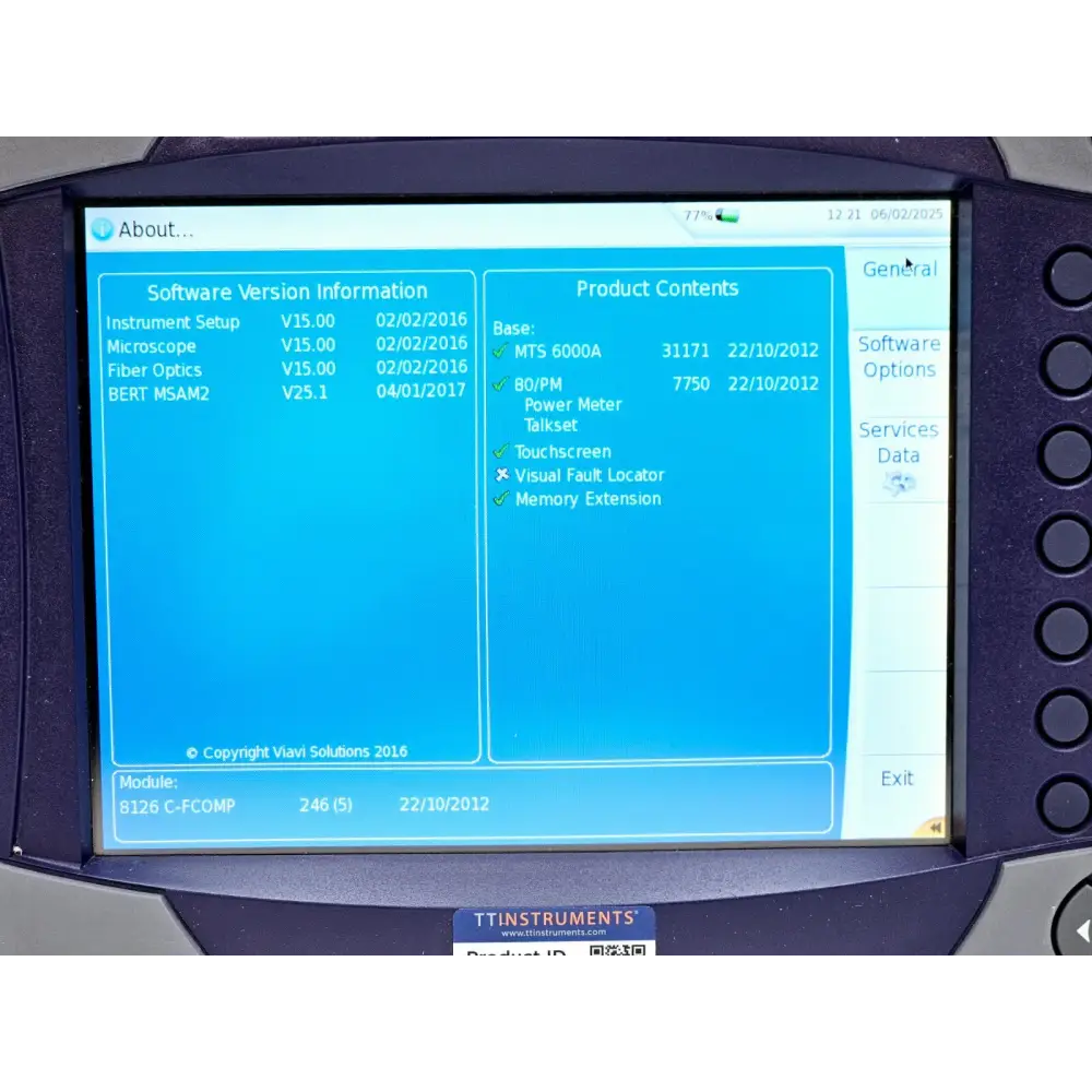 Viavi JDSU MTS 6000A + 8126C SM OTDR 1310/1550nm 47 dB with FCOMP Software