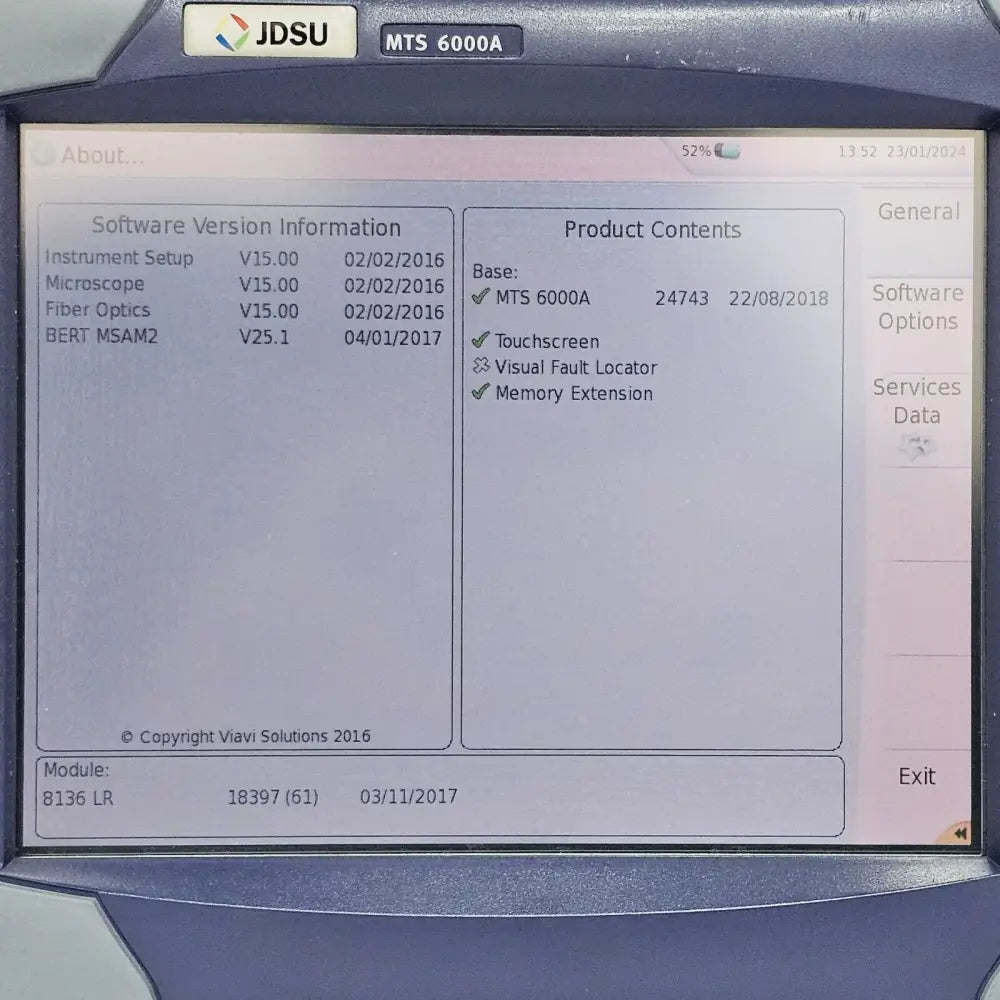 MTS 6000A touchscreen interface with stylus in situ