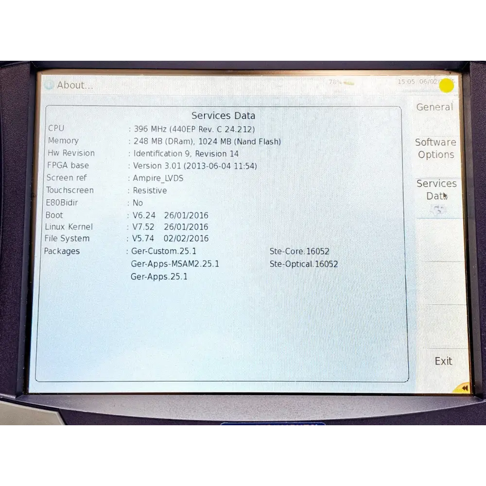 Viavi MTS 6000A built-in power meter function on touch screen