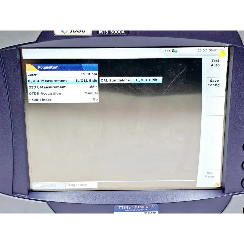Viavi MTS 6000A serial number and identification label close-up