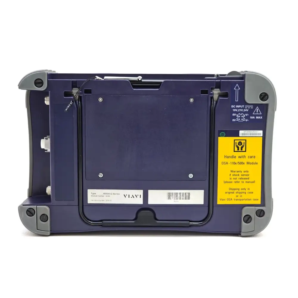 Viavi JDSU MTS 6000A V2 top view showing battery compartment and module slots