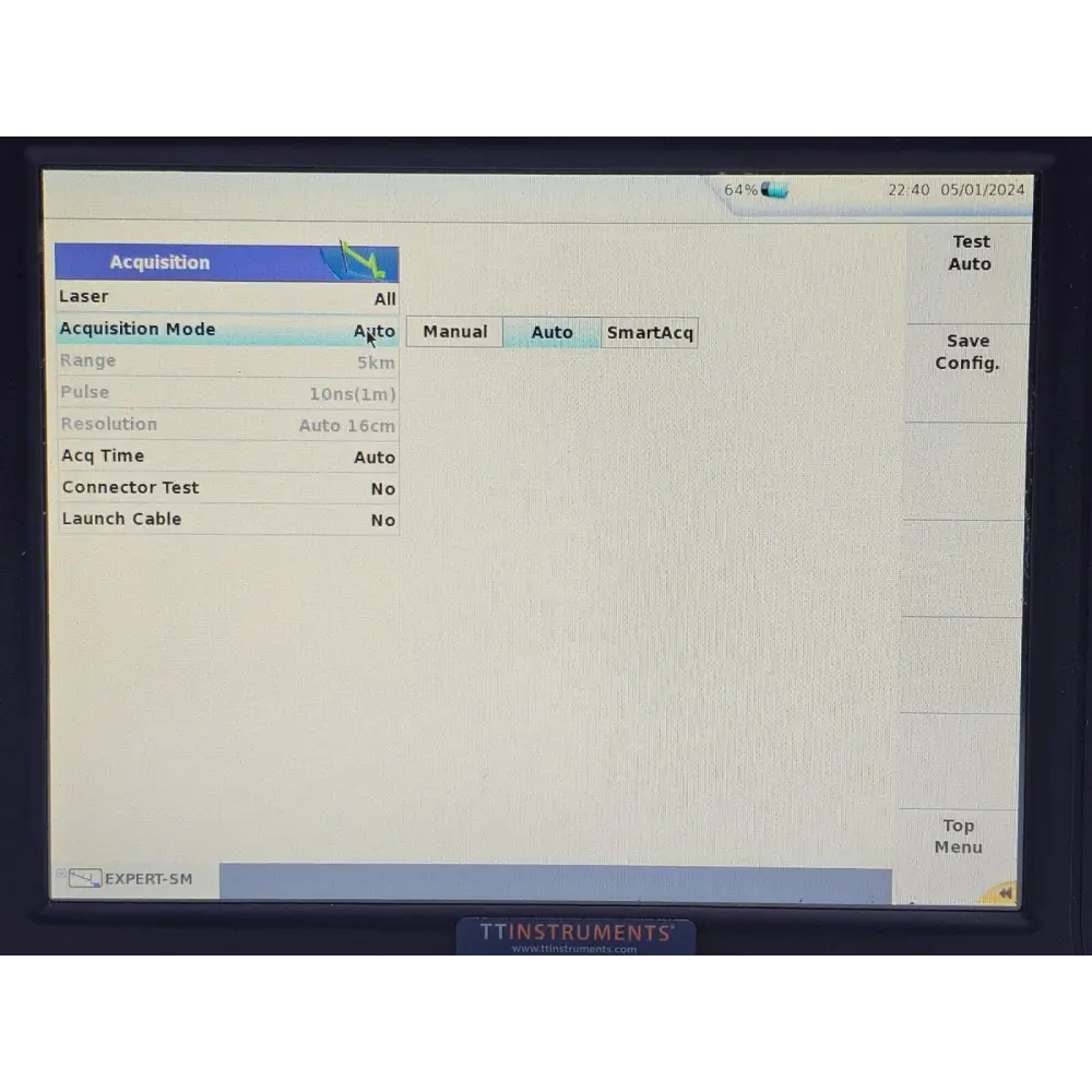 Viavi MTS 6000A V2 OTDR trace result on touchscreen display