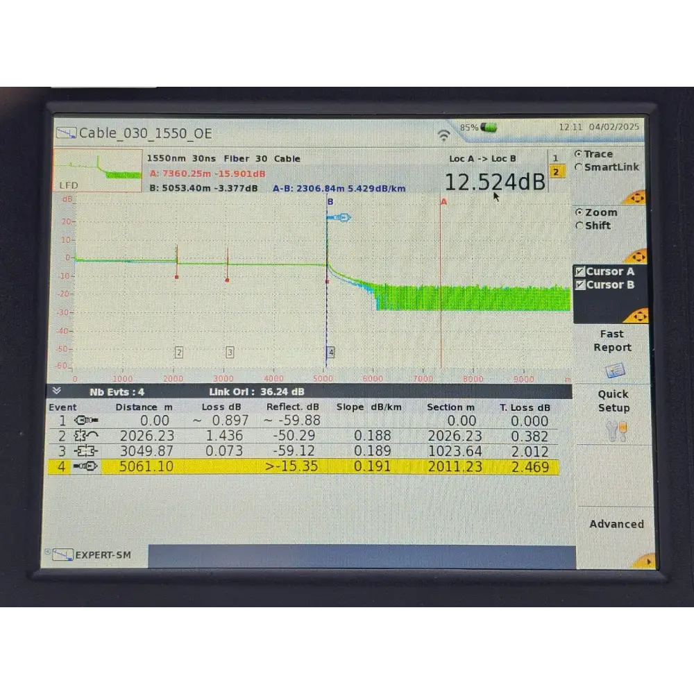 Viavi MTS 6000A V2 OTDR showing talk set port and built-in communication functions