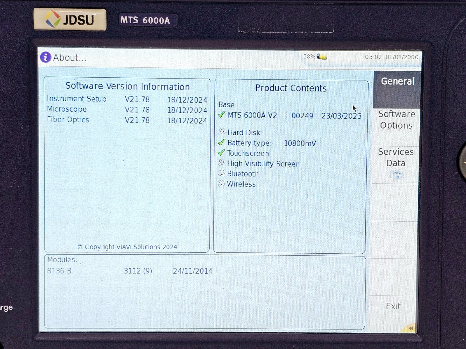 Viavi JDSU MTS 6000A V2 + 8136 B SM OTDR 1310/1550/1625nm