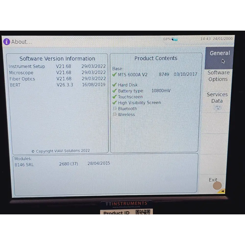 AC power adapter included with Viavi MTS 6000A V2 OTDR system