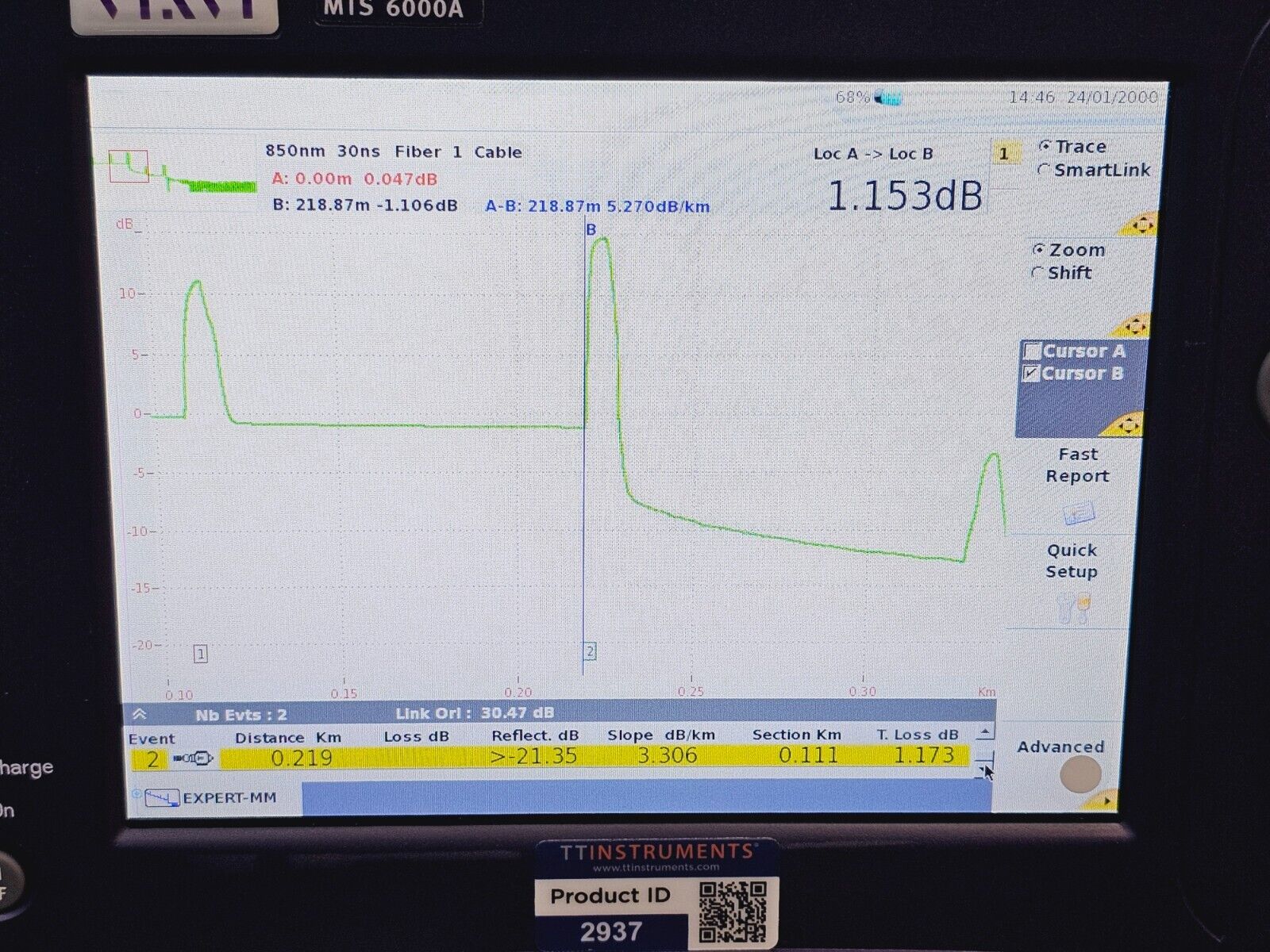 Viavi JDSU MTS 6000A V2 + 8146 SRL QUAD OTDR MM 850/1300 SM 1310/1550 nm PC-SC