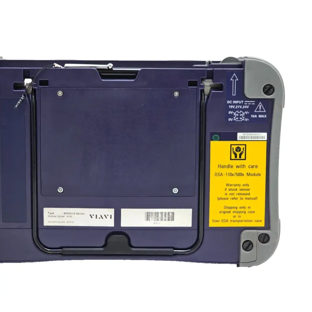 Viavi JDSU MTS 6000A V2 top view showing battery compartment and module slots