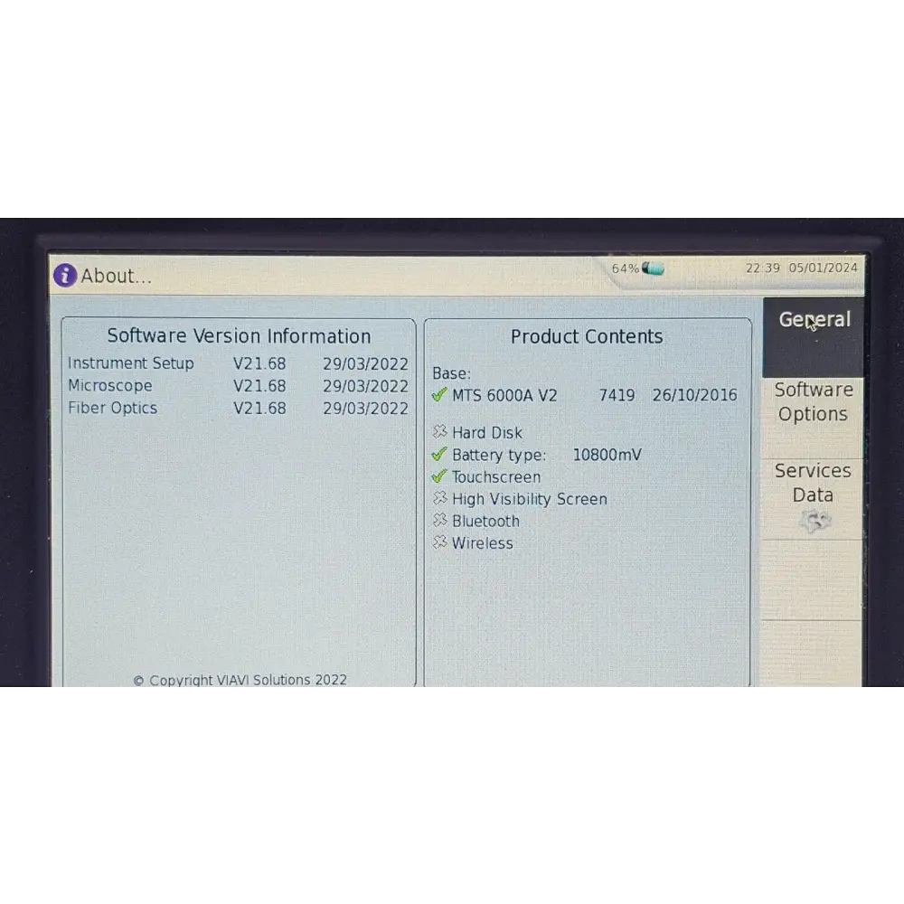 Viavi MTS 6000A V2 portable test mainframe showing module bay and interface ports