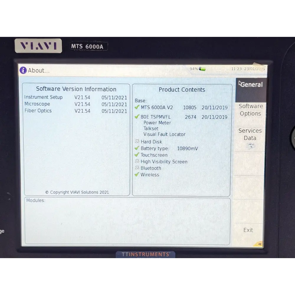 Viavi JDSU MTS 6000A V2 keypad and navigation controls close-up