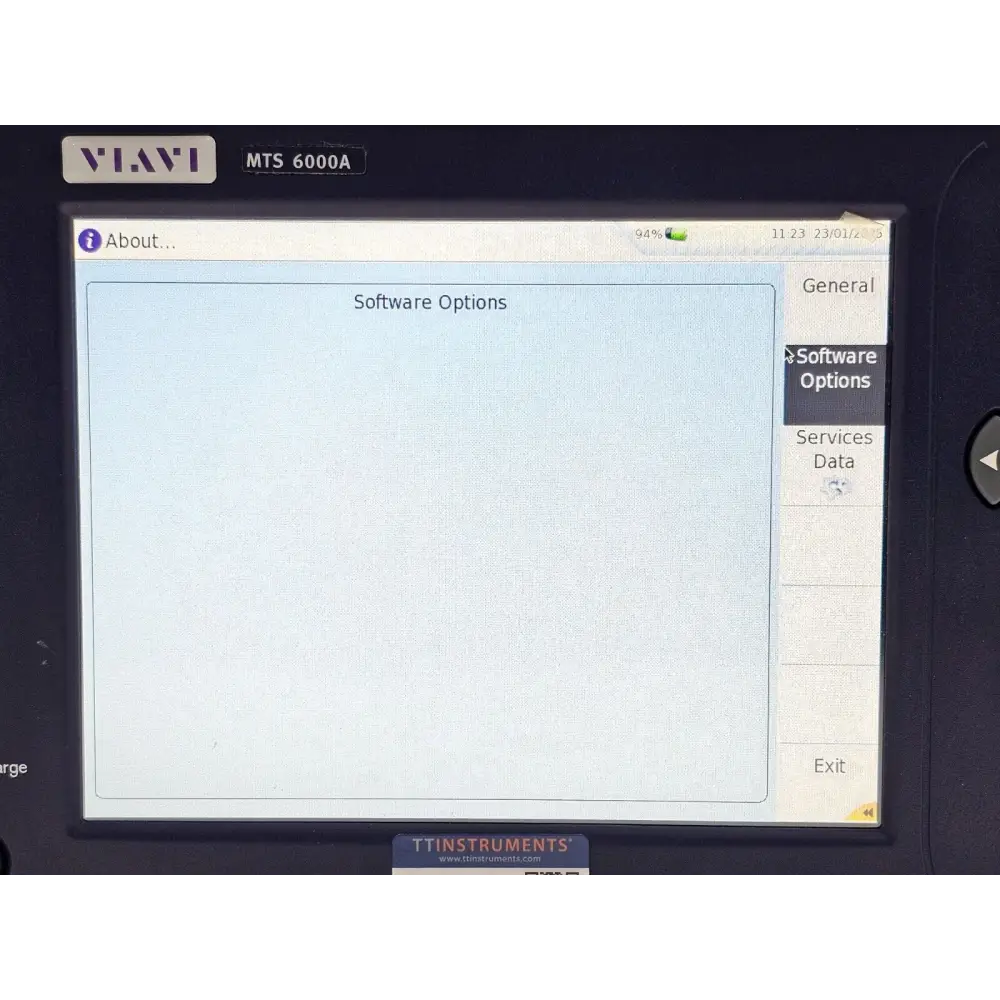 Viavi MTS 6000A V2 serial number and product label on rear or base of unit