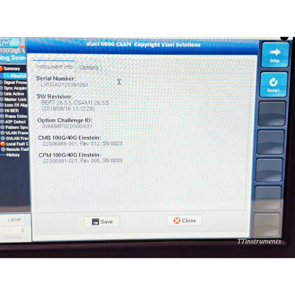 Viavi JDSU MTS 6000A V2 with BERT CSAM CC100 1G/10G/40G/100G Ethernet CSAM117