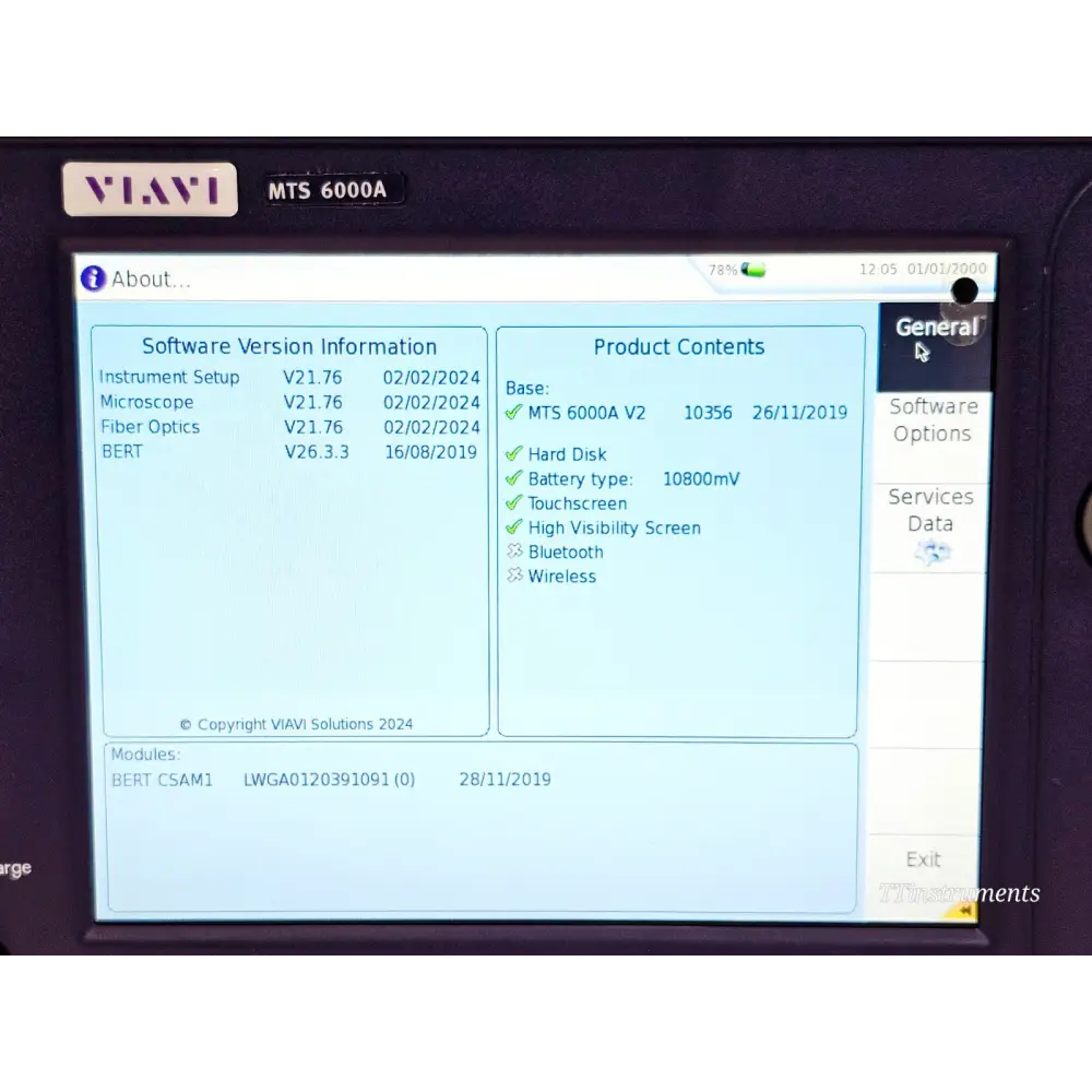 Viavi JDSU MTS 6000A V2 with BERT CSAM CC100 1G/10G/40G/100G Ethernet CSAM112